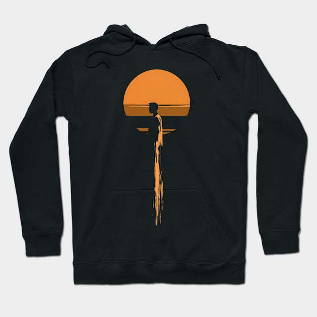 Minimalistic Man Retro Sunset Art Hoodie by SimpliPrinter